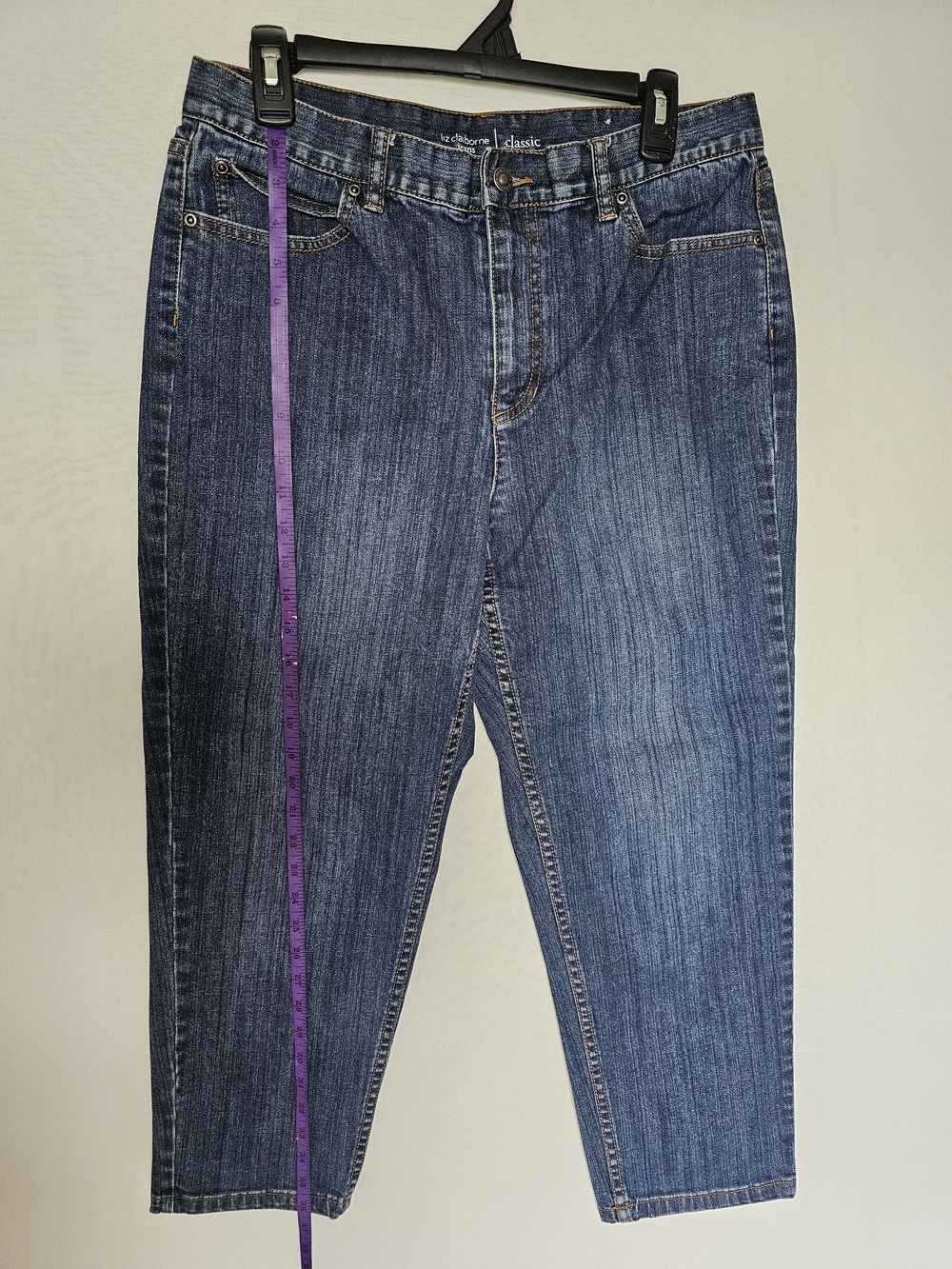 Liz Claiborne Slim Straight Jeans in Dark Blue Wash - Picture 13 of 14
